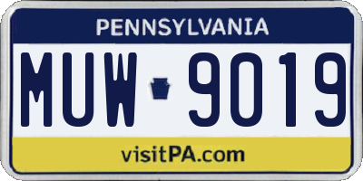 PA license plate MUW9019
