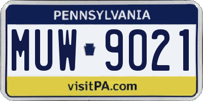 PA license plate MUW9021