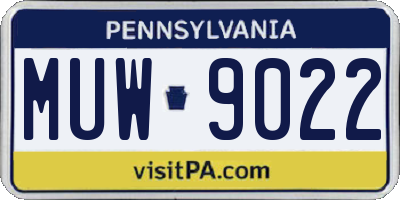 PA license plate MUW9022