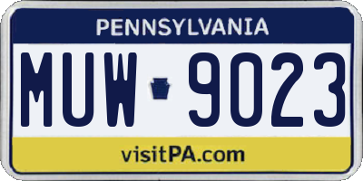 PA license plate MUW9023