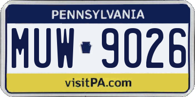 PA license plate MUW9026