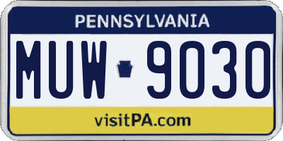 PA license plate MUW9030