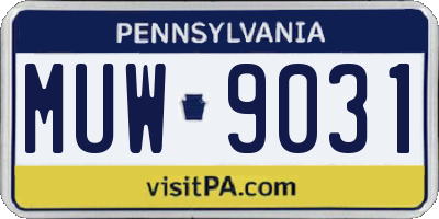 PA license plate MUW9031