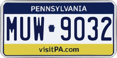 PA license plate MUW9032