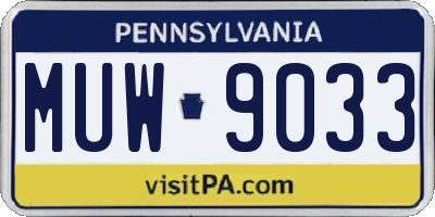 PA license plate MUW9033