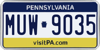 PA license plate MUW9035