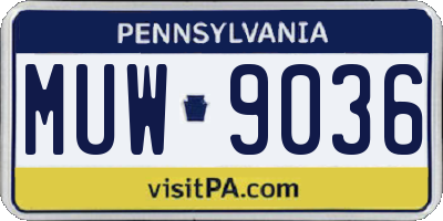 PA license plate MUW9036