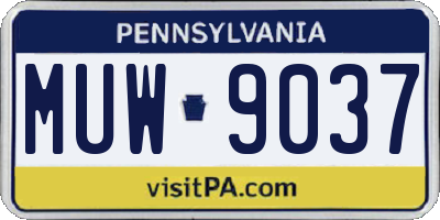 PA license plate MUW9037