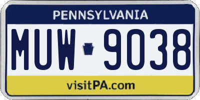 PA license plate MUW9038