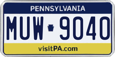 PA license plate MUW9040