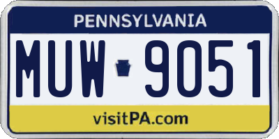 PA license plate MUW9051