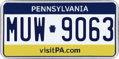 PA license plate MUW9063
