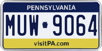 PA license plate MUW9064