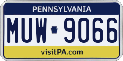 PA license plate MUW9066