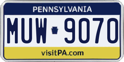 PA license plate MUW9070