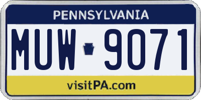 PA license plate MUW9071