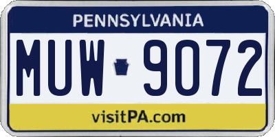 PA license plate MUW9072