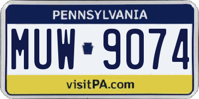 PA license plate MUW9074