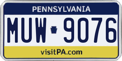 PA license plate MUW9076