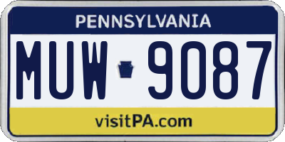 PA license plate MUW9087
