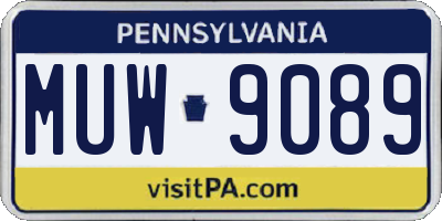 PA license plate MUW9089