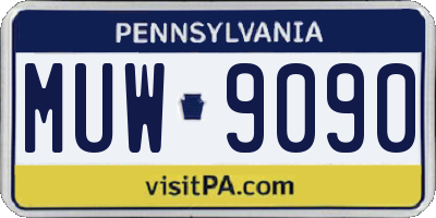 PA license plate MUW9090