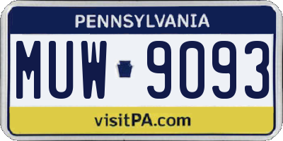 PA license plate MUW9093