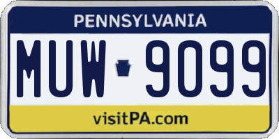PA license plate MUW9099