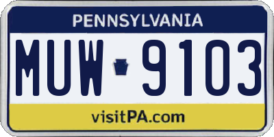 PA license plate MUW9103