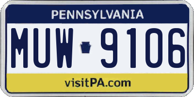 PA license plate MUW9106