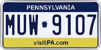 PA license plate MUW9107