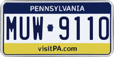 PA license plate MUW9110