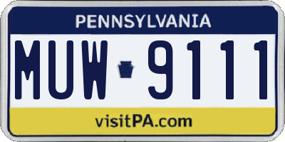 PA license plate MUW9111