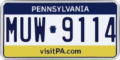 PA license plate MUW9114