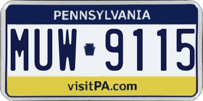 PA license plate MUW9115