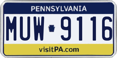 PA license plate MUW9116