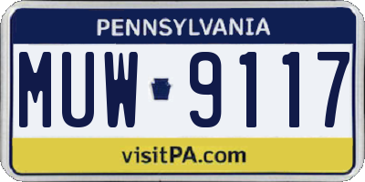 PA license plate MUW9117