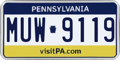 PA license plate MUW9119