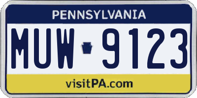 PA license plate MUW9123