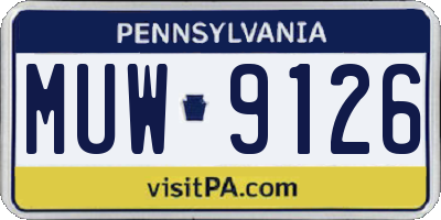 PA license plate MUW9126