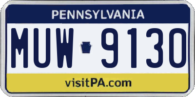 PA license plate MUW9130