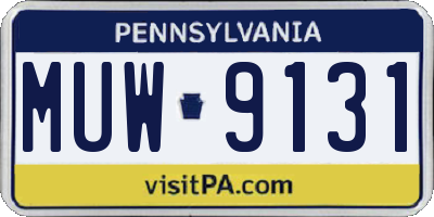 PA license plate MUW9131