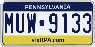 PA license plate MUW9133