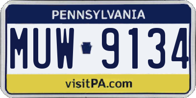 PA license plate MUW9134