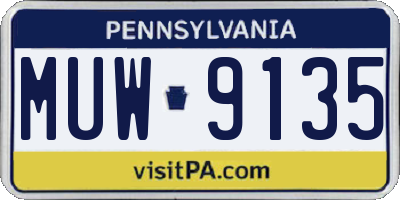PA license plate MUW9135