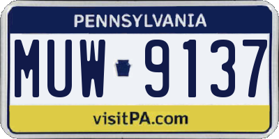 PA license plate MUW9137