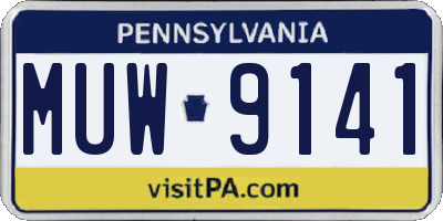 PA license plate MUW9141