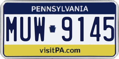 PA license plate MUW9145