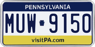 PA license plate MUW9150