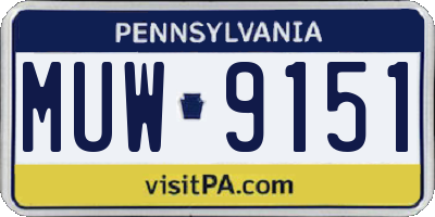 PA license plate MUW9151
